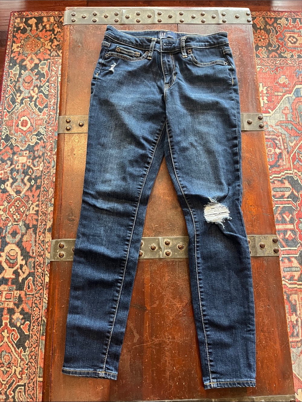 Gap Women’s Dark Blue Distressed Denim Leggings